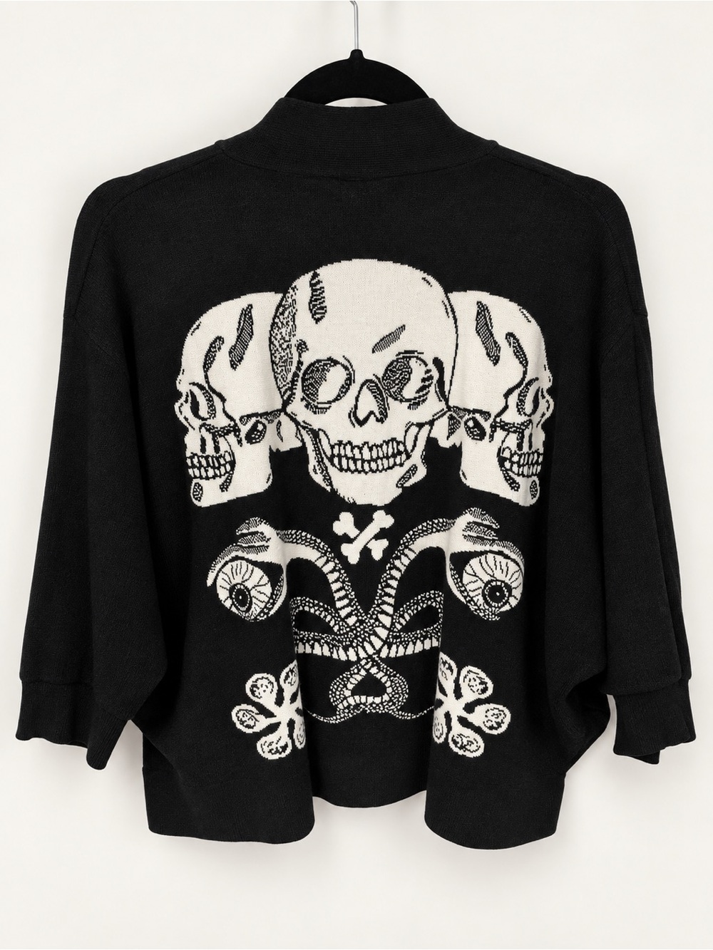 Too Fast Black and White Skull Studded Cardigan